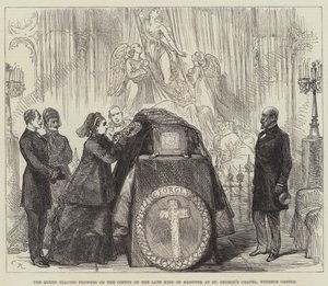 The Queen placing Flowers on the Coffin of the late King of Hanover at St George